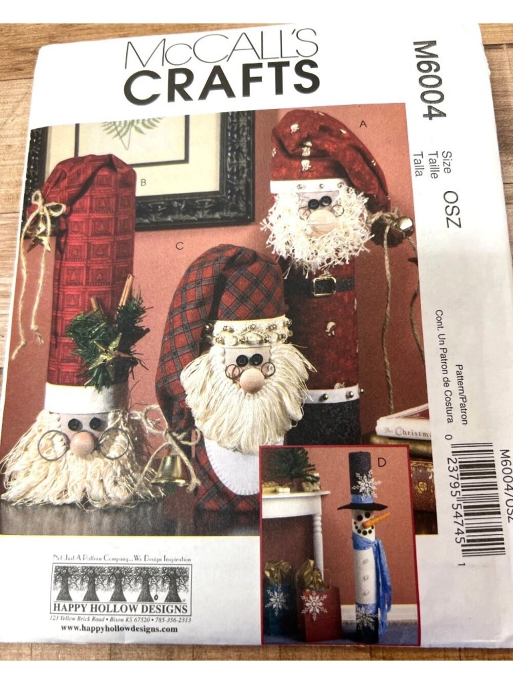 McCalls M6004 Sewing Pattern For Christmas Decor Crafts - Snowmen & Santa Figure